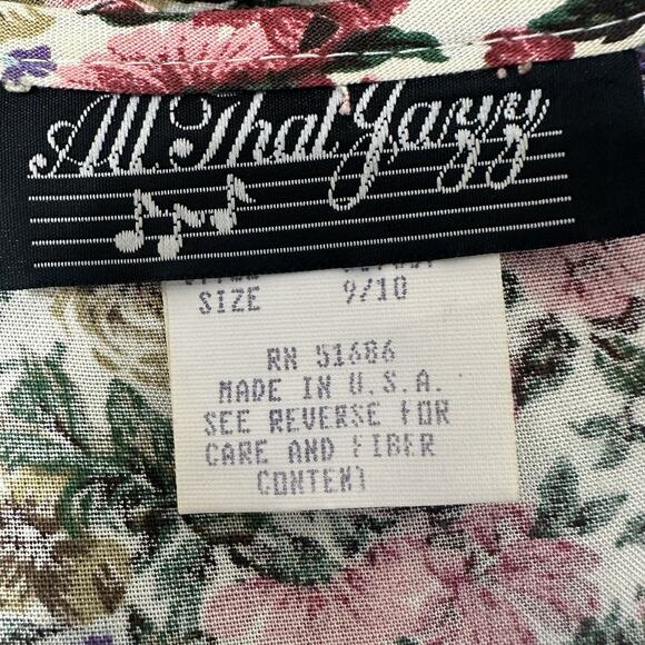 Vintage 90s Y2K All That Jazz Dress Midi Size 9/10 Floral Cottagecore Peasant - Picture 10 of 13
